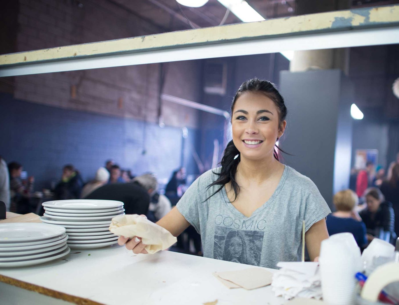 Counter service in the busy Art Is In cafe
